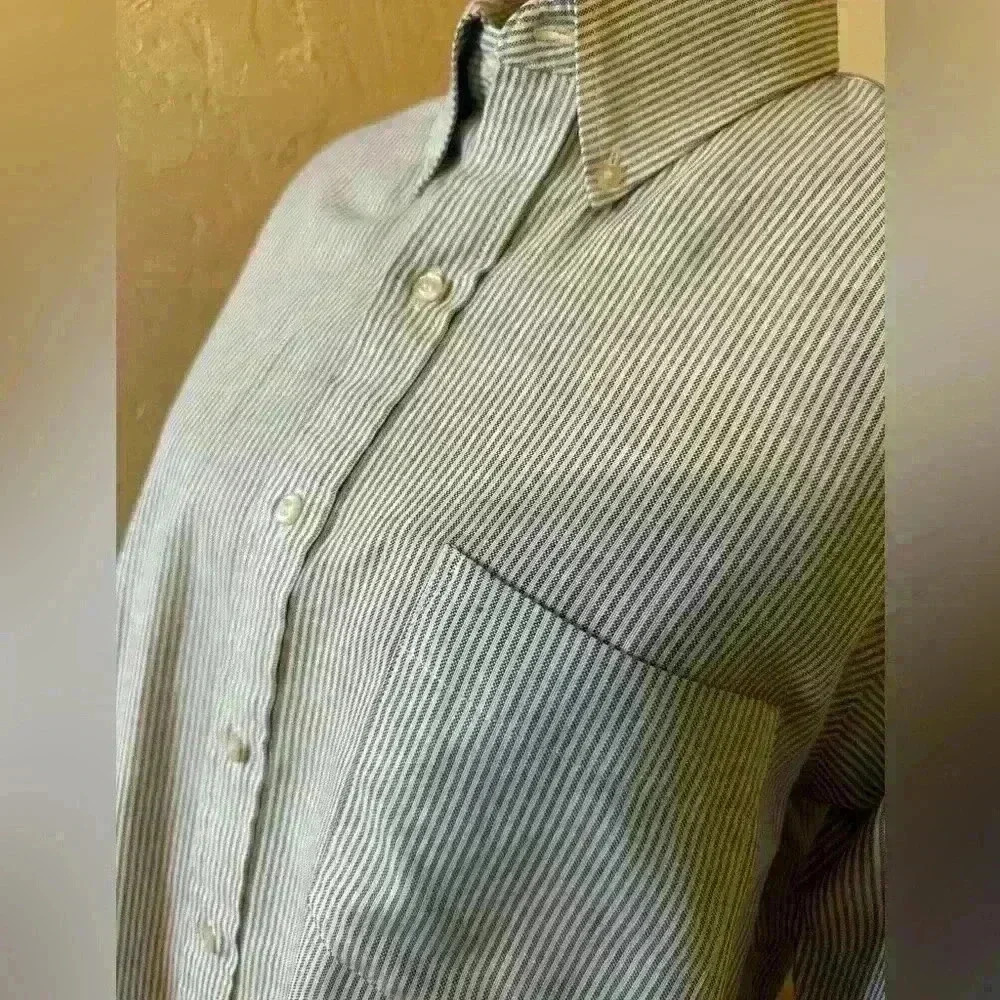 Arrow Dover Blue and White Striped Button down Shirt Cotton Men/Women Sz‎ S